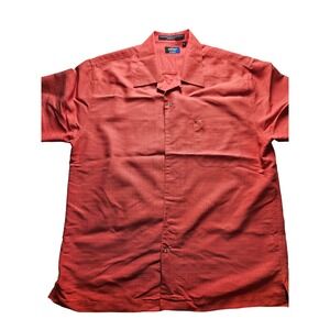 Callaway Golf Collection Mens XL Short Sleeve Button Down Shirt Orange Textured